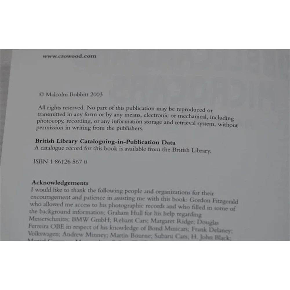 BUBBLECARS AND MICROCARS‎ By Malcolm Bobbitt - Hardcover